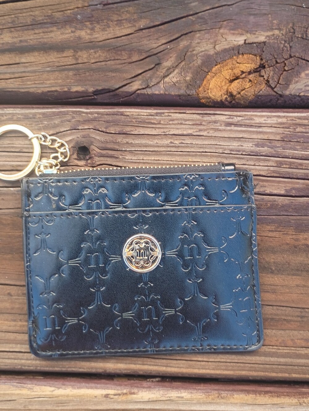 Nanette Laporte Classic Black Embossed Card Case Keyring